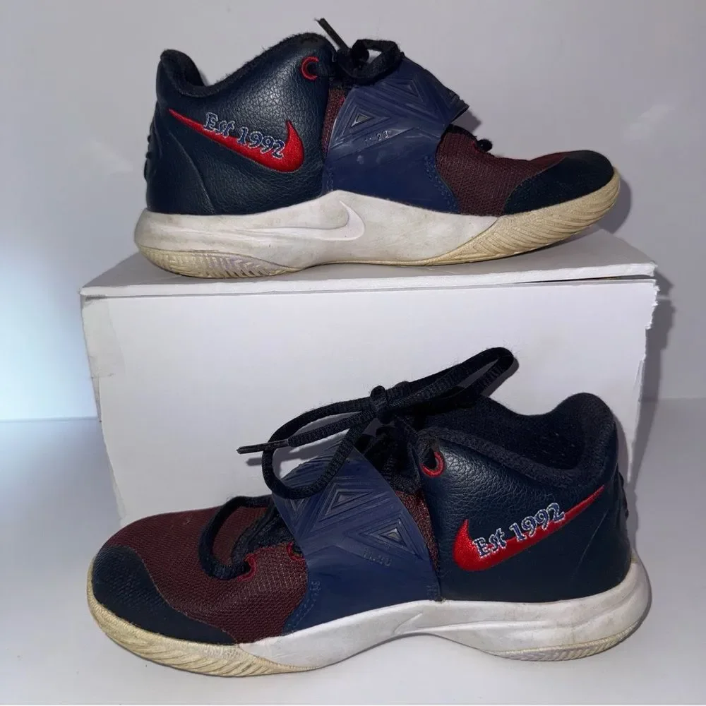 Nike size 2 Kids kyrie flytrap Navy and Red Sneakers